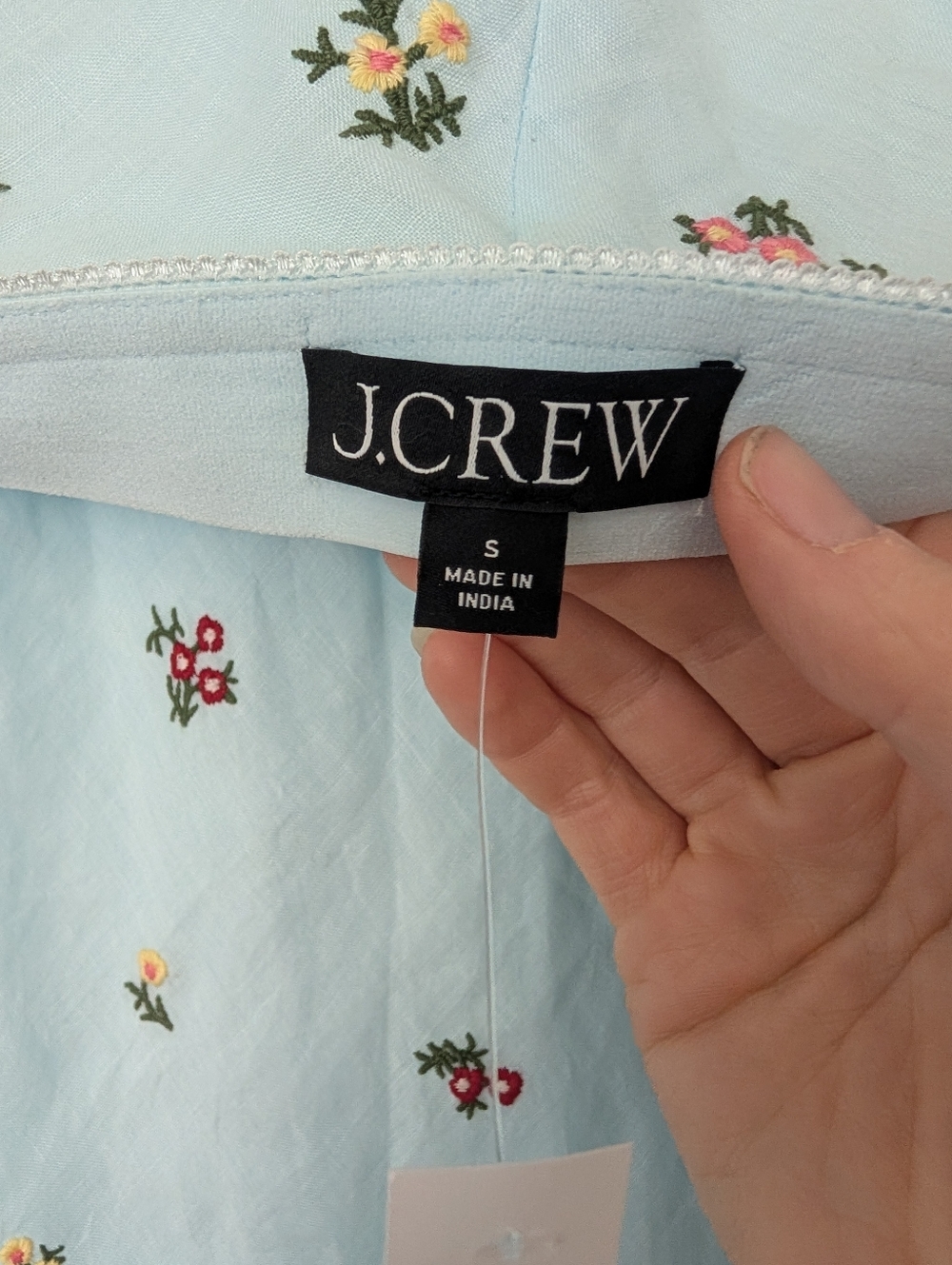 J. Crew Pale Blue Embroidered Midi Slip Skirt (NWT) - Picture 7 of 10